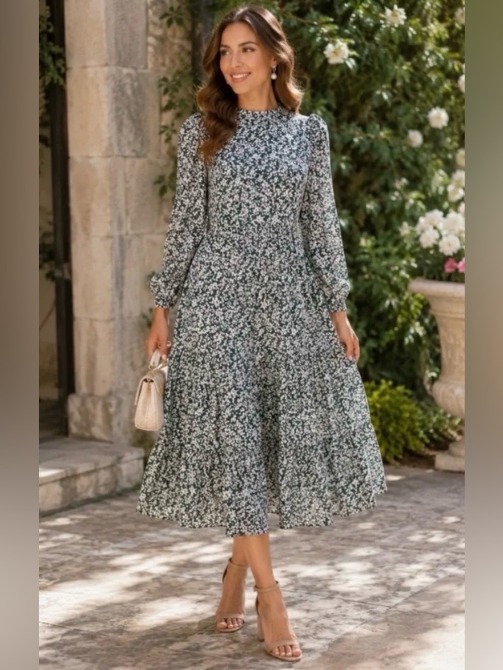 NWT Hyacinth House Green Floral Jesse Midi Dress